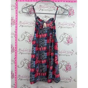 Roper tank top cactus desert theme Red & Blue Patchwork Print Tank Dress